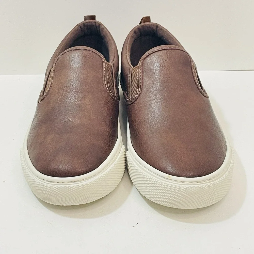 Old Navy Faux‎ Leather Youth Boy Slip On Brown Loafers Size 3